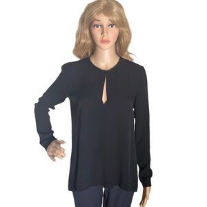 THEORY 100% Silk Back Slit Blouse. Black. Size XS/P